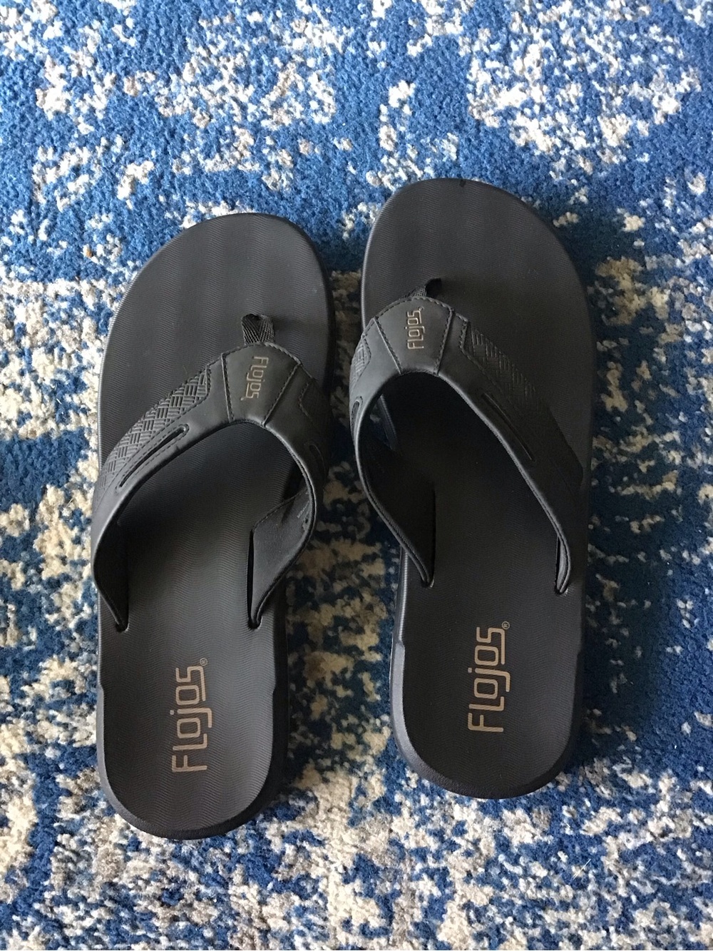 Flojos Black Flip Flop Sandals with Textured Straps